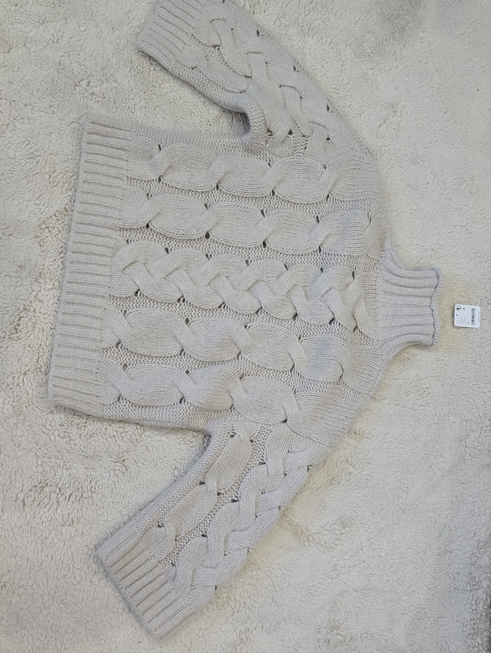 Free People Cream Cable Knit Turtleneck Sweater